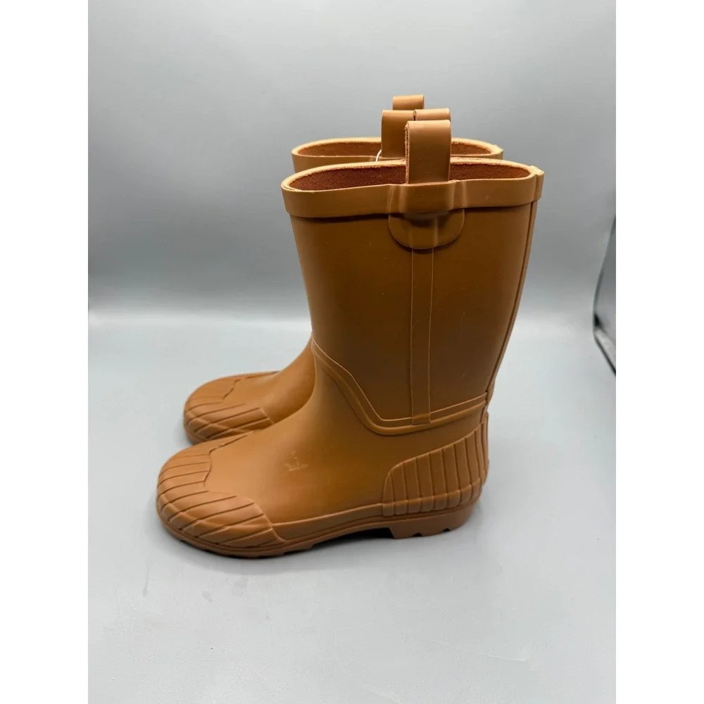 Zara Kids Rubber Rain Boots Camel Tan Waterproof Lug Sole EU 34 2002/631/102